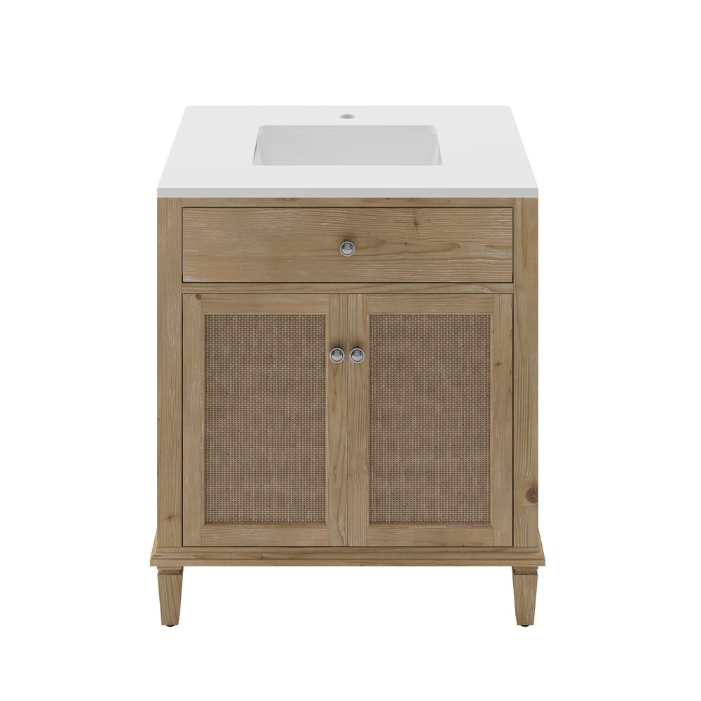 【vani】キャビネット Frances Woven Rattan Pantry Cabinet, Natural | daals.com